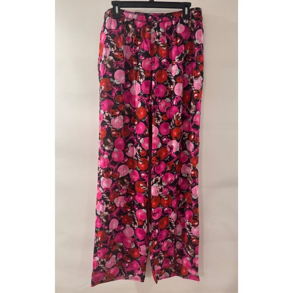 Pink & Red ornament Print Wide-Leg Pajama Pants - Picture 1 of 3